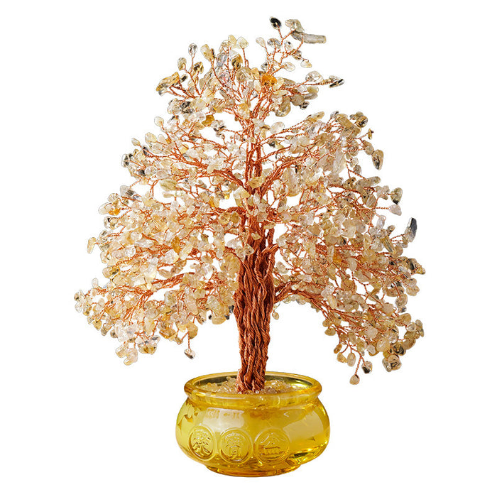 Yellow Crystal Chip Tree in a Glass Treasure Bowl