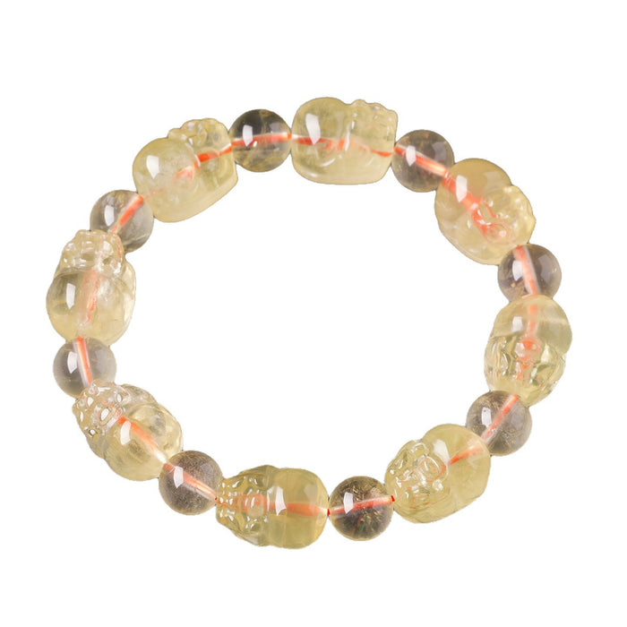 Pixiu Carved Bead Bracelet · Yellow or Green Stone Styles