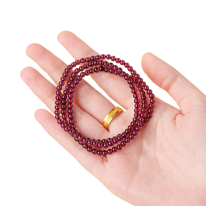 Purple Garnet Wrap Bracelet & Necklace — Approx. 3.8 mm Beads