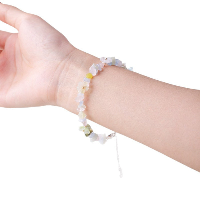 Crystal Chip Bracelet with Flower Accents · Nine Color Styles