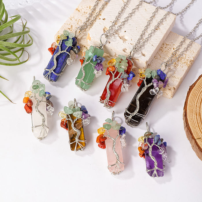Tree of Life Wire-Wrapped Stone Pendant Necklace · Eight Options