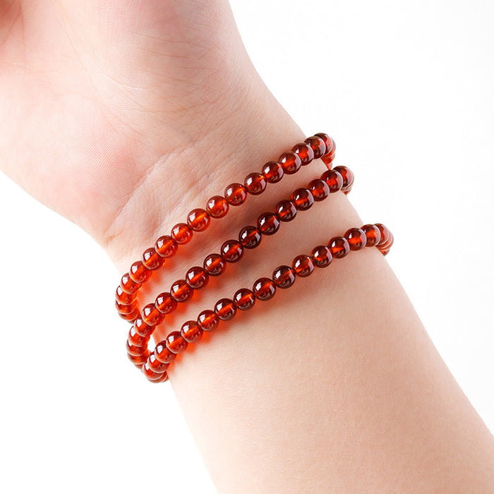 Orange-Red Garnet Multiwrap Bracelet — Approx. 5 mm Beads