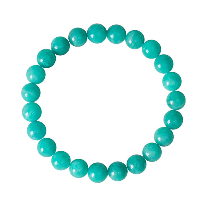 Amazonite Blue-Green Round Bead Bracelet · 8–12.8 mm