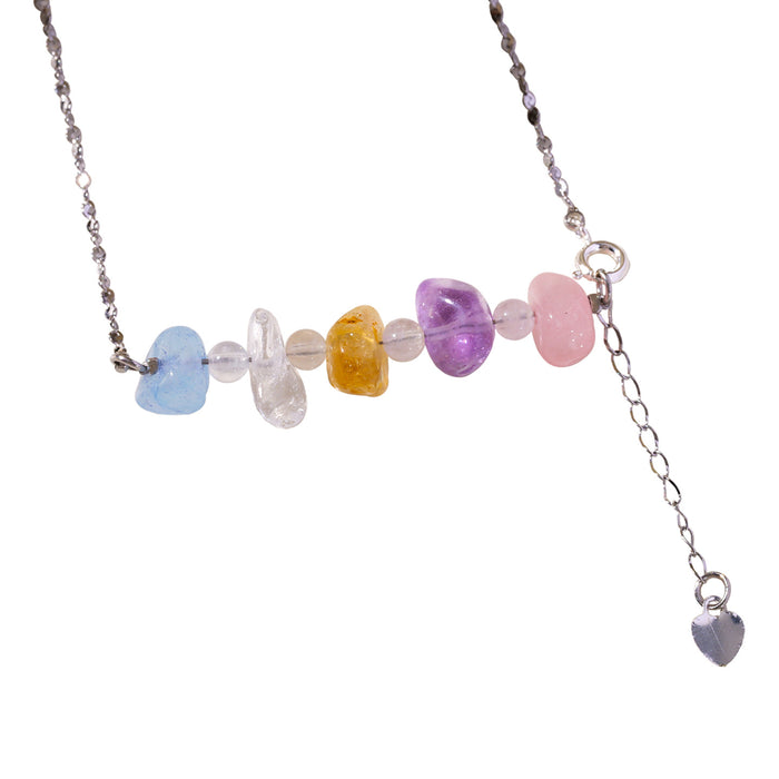 Rainbow Stone Chip & White Crystal Bead Jewelry · Necklaces or Bracelet