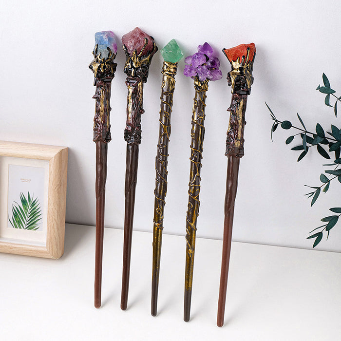 Raw Stone-Topped Decorative Wand | Eight Head Styles