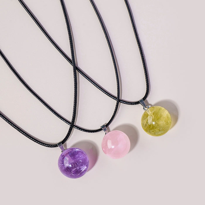 Crystal Sphere Pendant Necklace | 5 Material Options & 3 Sizes