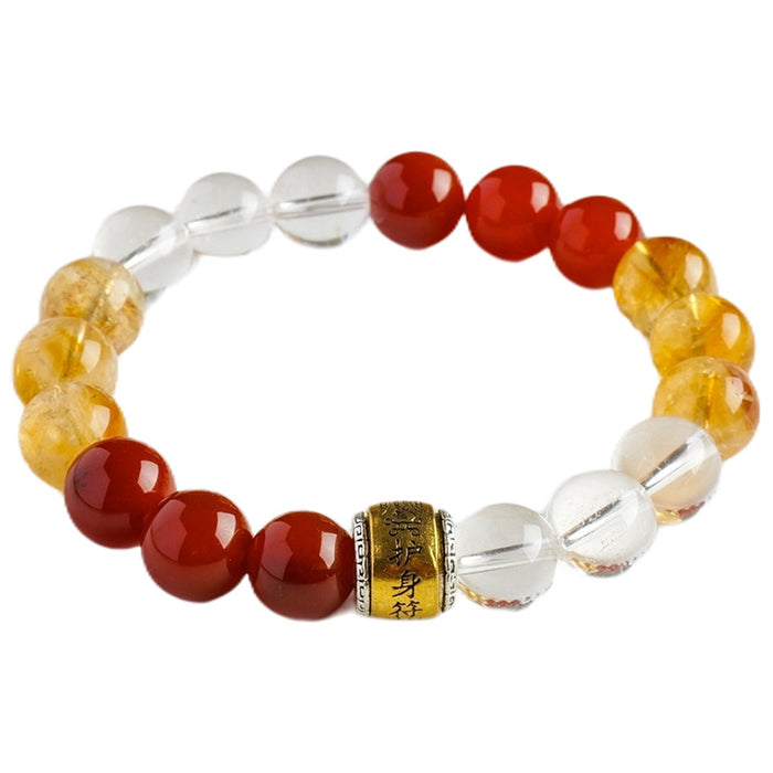 Clear & Golden Quartz Bead Bracelet · Red Agate Option