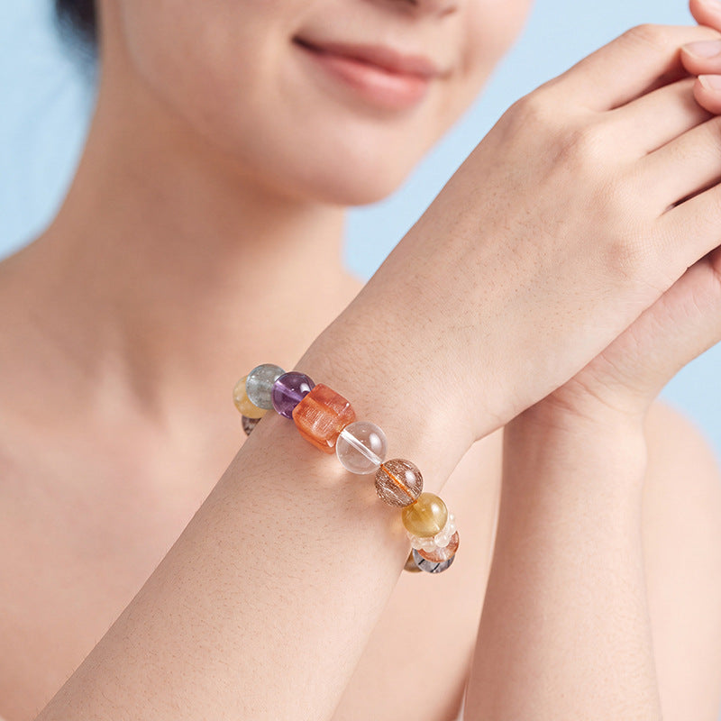 Actual mixed-stone bracelet wearing reference; use the selected SKU photo for exact design