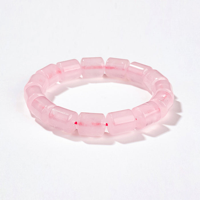 Rose Quartz Barrel Bead Bracelet