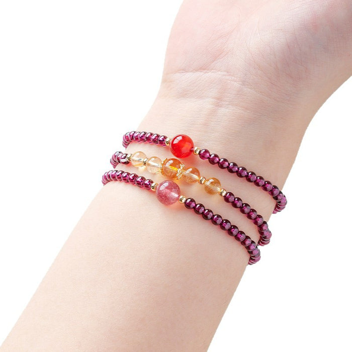 Garnet Bead Bracelets · Quartz & Floral Accent Styles
