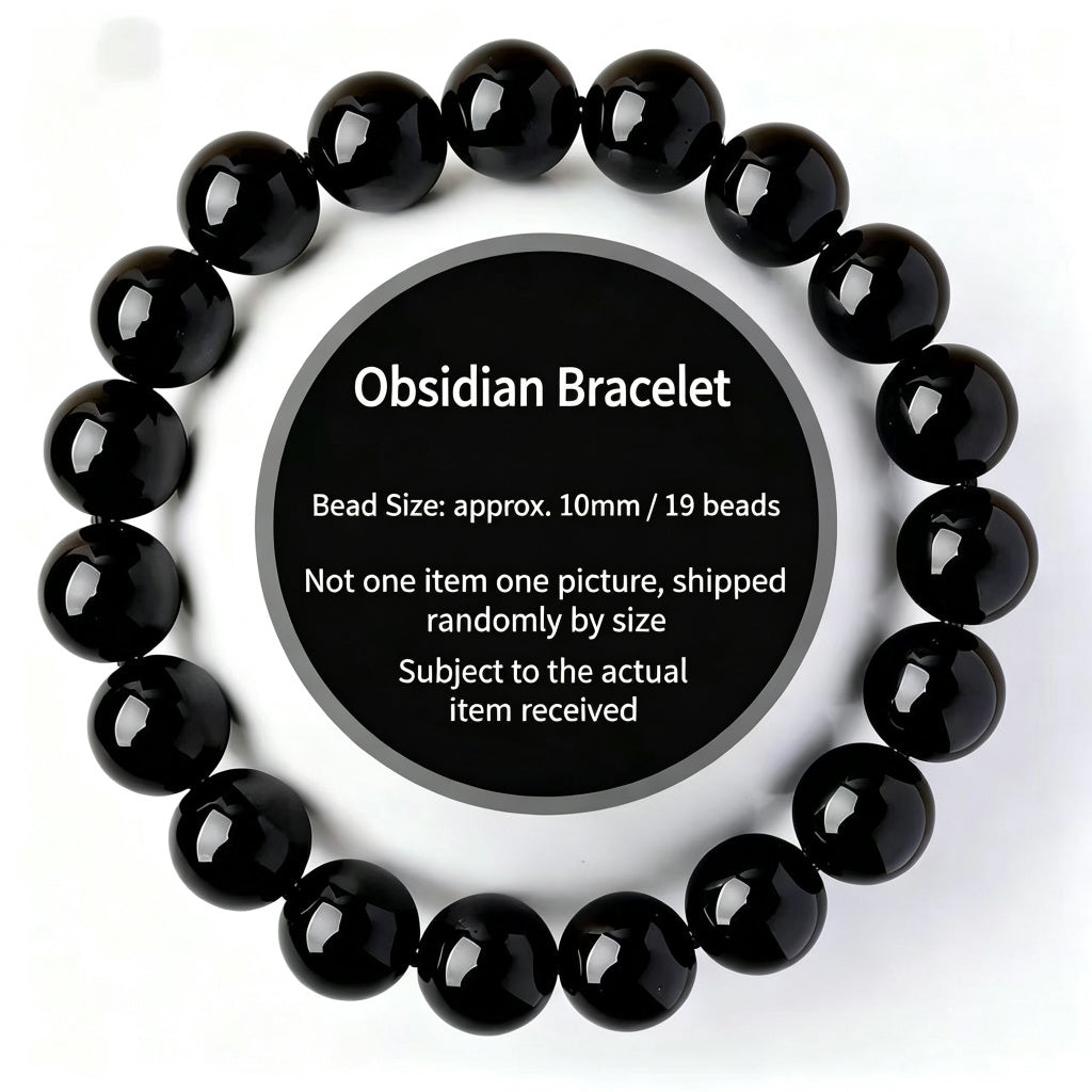 Black Obsidian Bead Bracelet · Single, Double & Triple Wrap