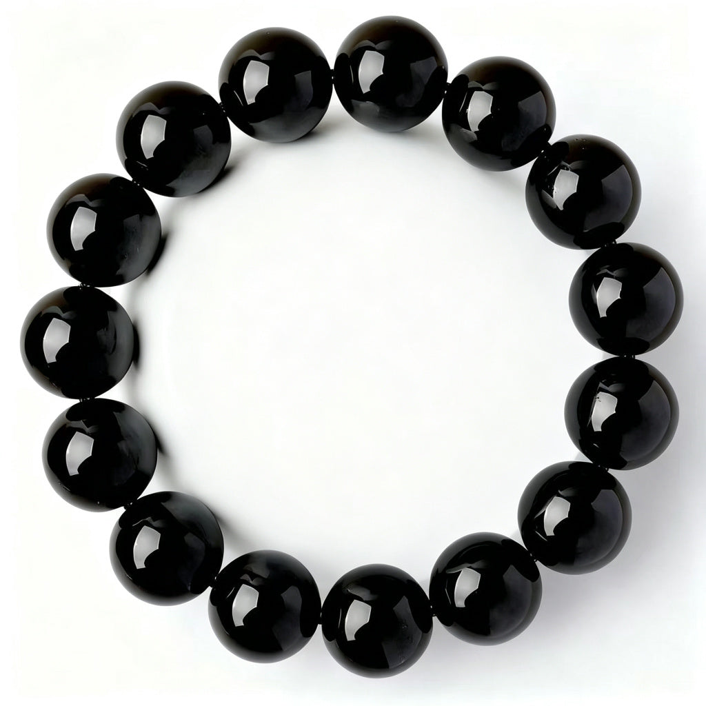 Black Obsidian Bead Bracelet · Single, Double & Triple Wrap