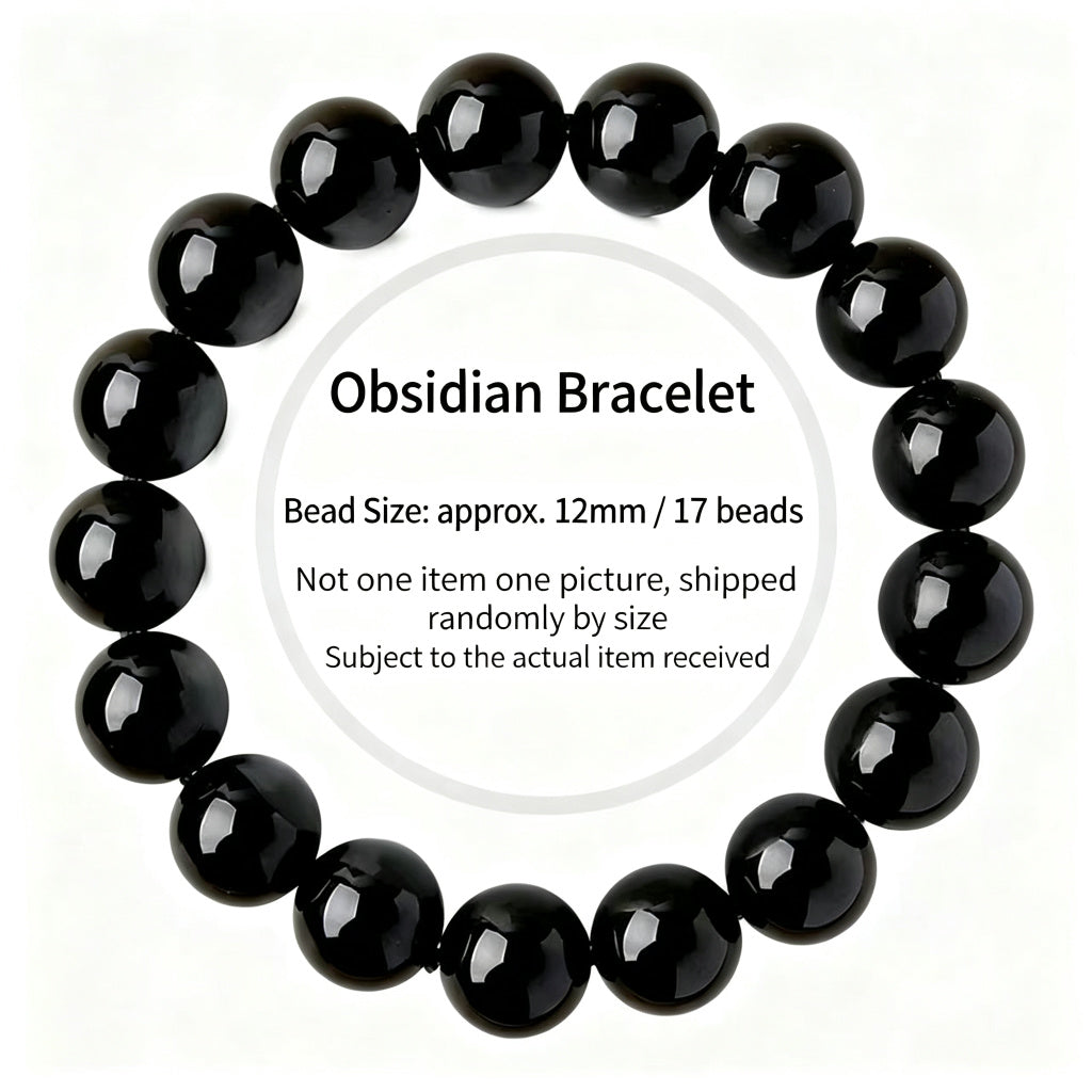 Black Obsidian Bead Bracelet · Single, Double & Triple Wrap