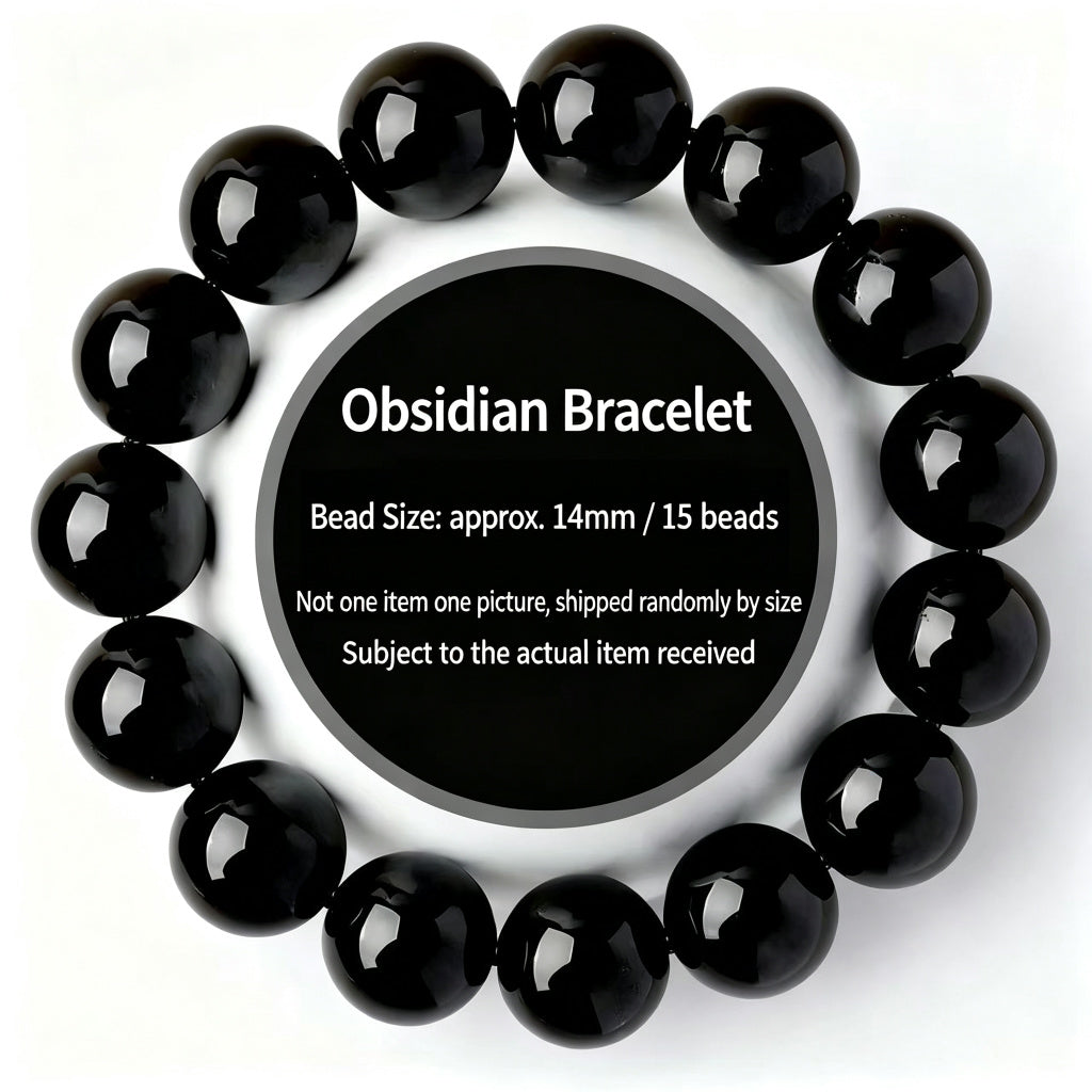 Black Obsidian Bead Bracelet · Single, Double & Triple Wrap