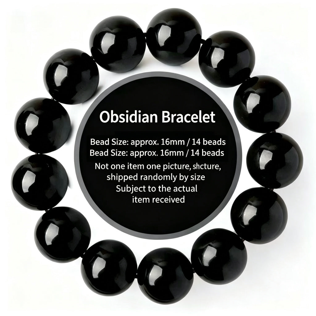 Black Obsidian Bead Bracelet · Single, Double & Triple Wrap