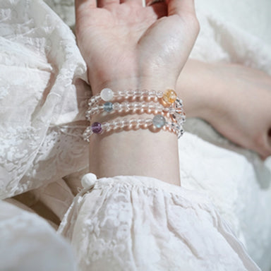 Clear Quartz Wrap Bracelet with Colorful Accent Beads