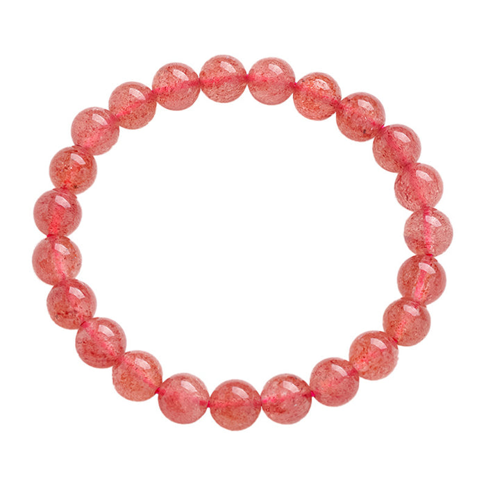 Strawberry Quartz Round Bead Bracelet · 7.8–8.8 mm