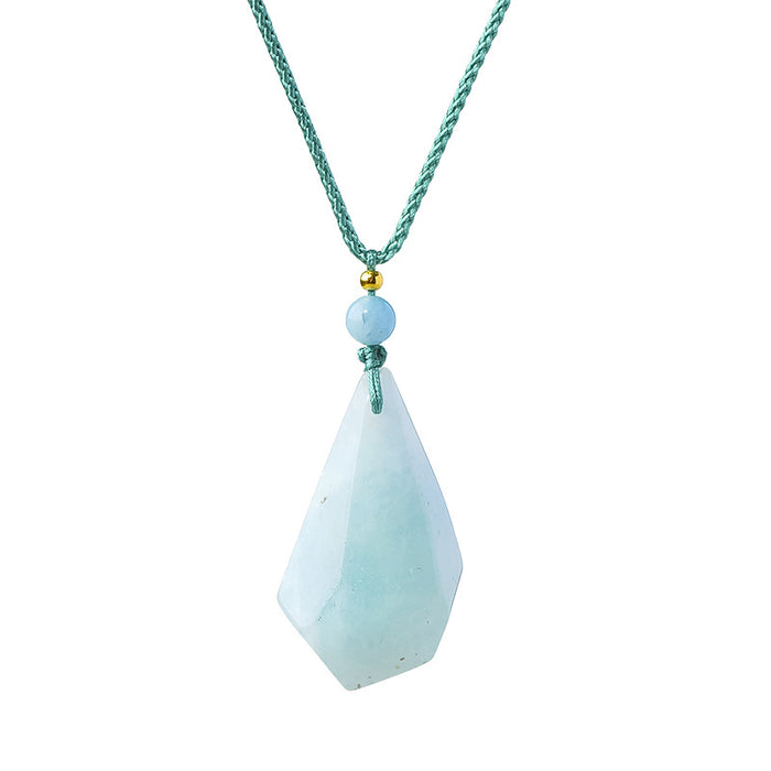 Aquamarine Pendant Necklace — Geometric & Raw Stone Styles
