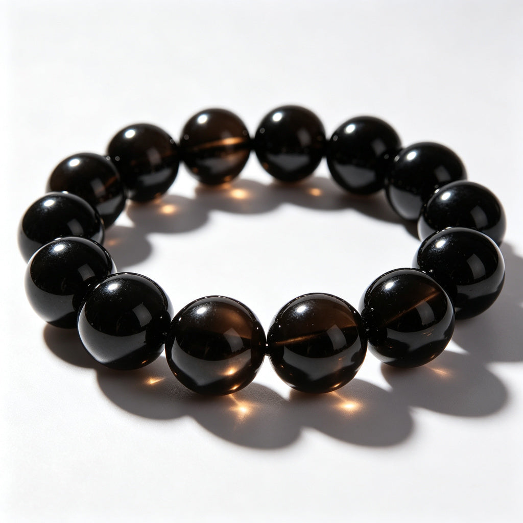 Black Obsidian Bead Bracelet · Single, Double & Triple Wrap