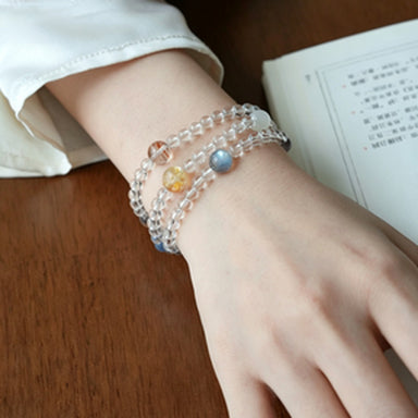 Clear Quartz Wrap Bracelet with Colorful Accent Beads