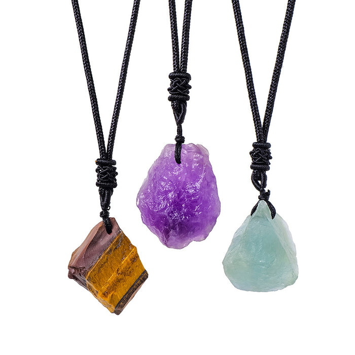 Raw-Style Stone Cord Necklace | Eleven Material Options