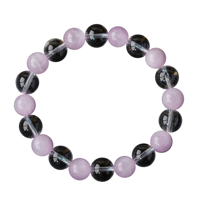 Clear & Purple Bead Bracelet — 9 mm and 8 mm