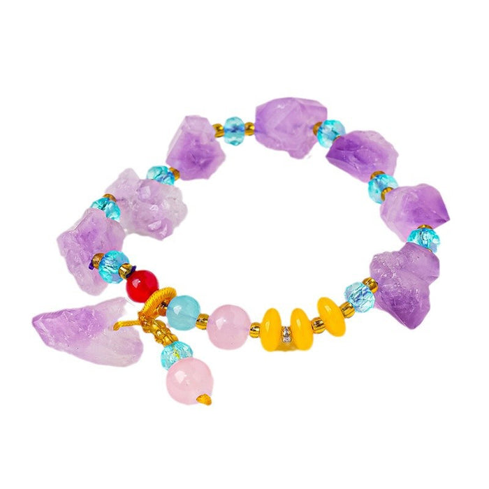 Amethyst Point-Style Bead Bracelet with Colorful Accents