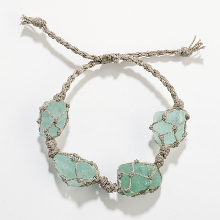 Rough Stone Woven Cord Bracelet — 6 Material Options