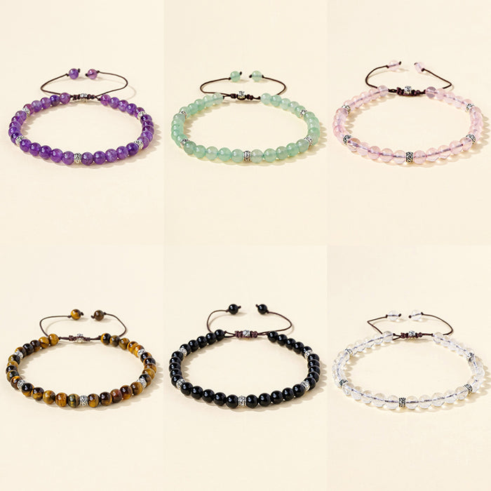 Adjustable Stone Bead Cord Bracelet · Seven Styles · 6 mm