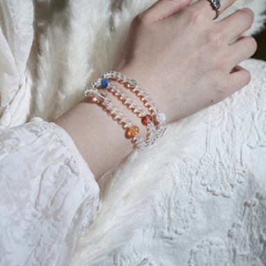 Clear Quartz Wrap Bracelet with Colorful Accent Beads