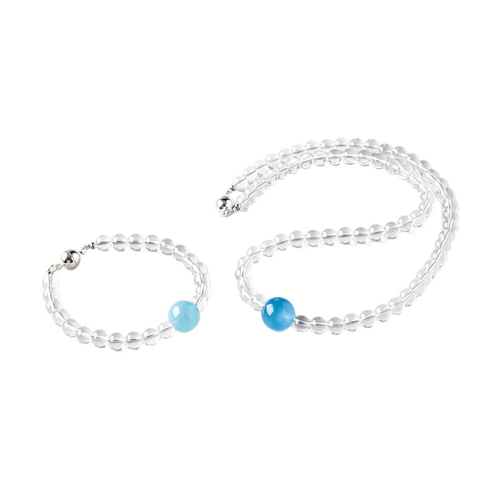 Quartz & Aquamarine Magnetic Clasp Jewelry — Necklace, Bracelet or Set