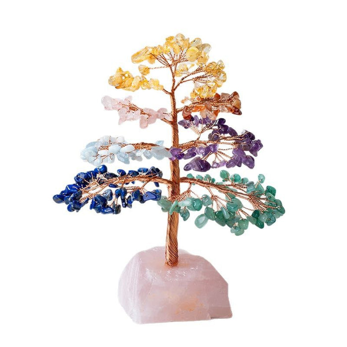 Tiered Crystal Tree on a Pink Stone Base