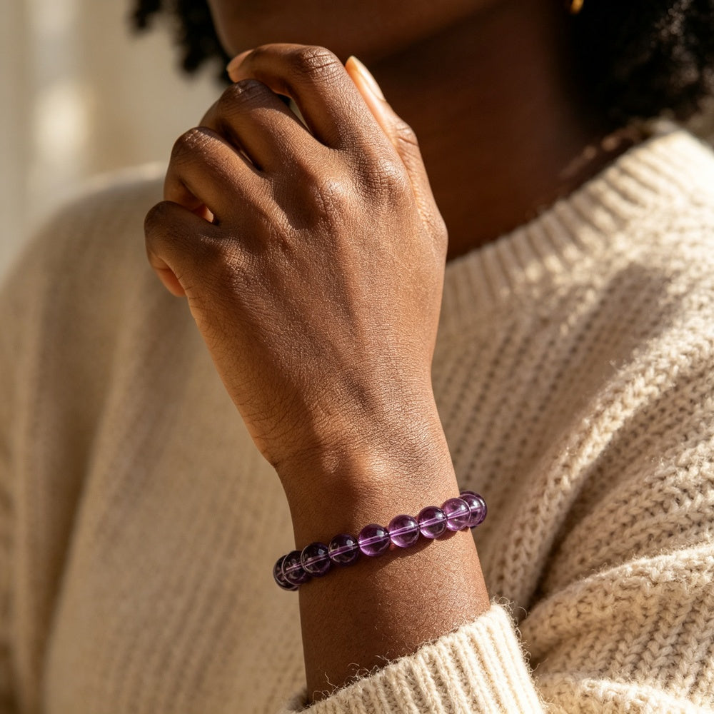 Amethyst Bead Bracelet · Five Bead-Size Options