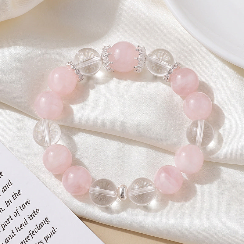 Rose Quartz and Clear Quartz supplier-style bracelet actual reference photo; not the Milky Quartz option