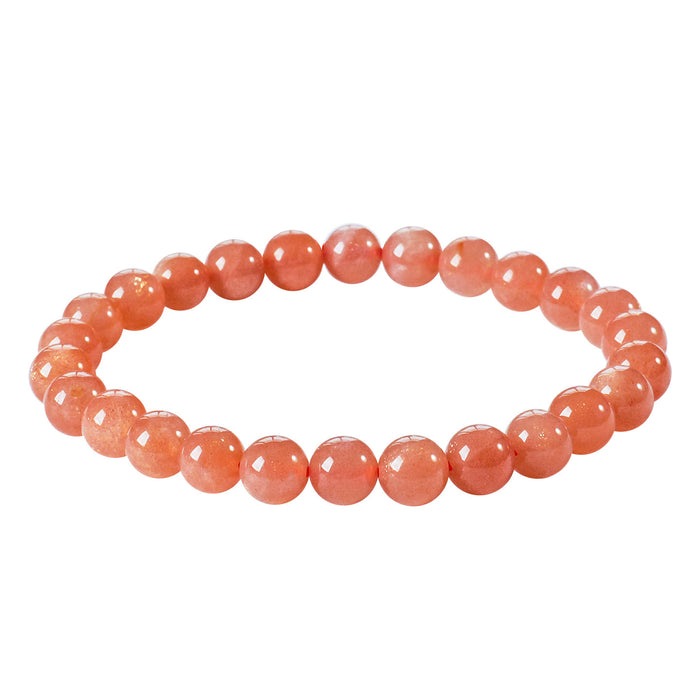 Golden Sunstone Bead Bracelet — 7–7.7 mm