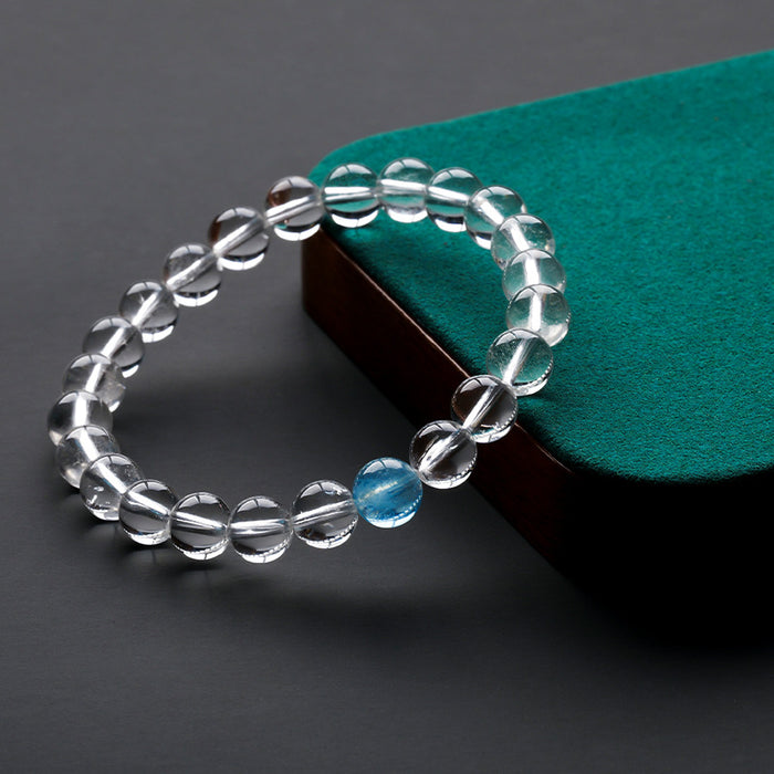 Aquamarine Accent Bracelet · Clear Quartz or Obsidian