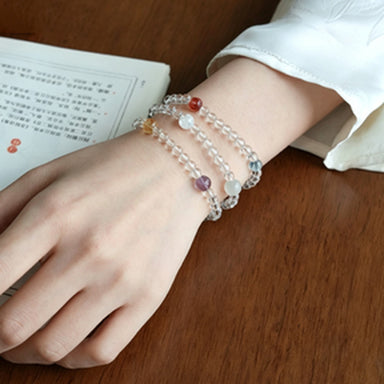 Clear Quartz Wrap Bracelet with Colorful Accent Beads