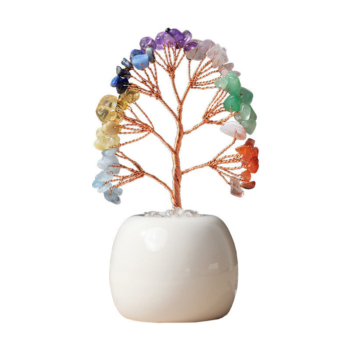 Stone Chip Fan Tree in a Rounded Ceramic Pot · Seven Canopy Styles