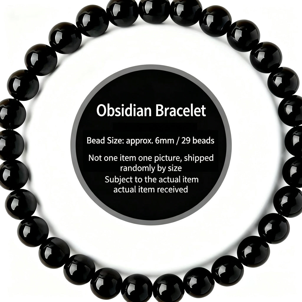 Black Obsidian Bead Bracelet · Single, Double & Triple Wrap