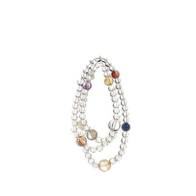 Clear Quartz Wrap Bracelet with Colorful Accent Beads