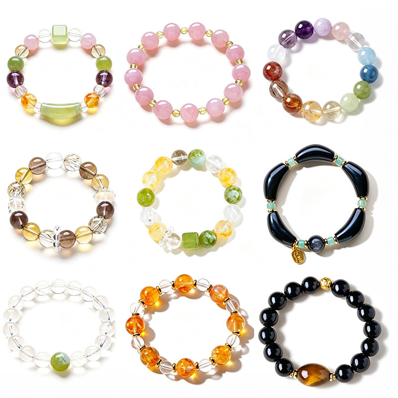 Vaythorne mixed-bead bracelet construction examples; one selected piece, not the whole group