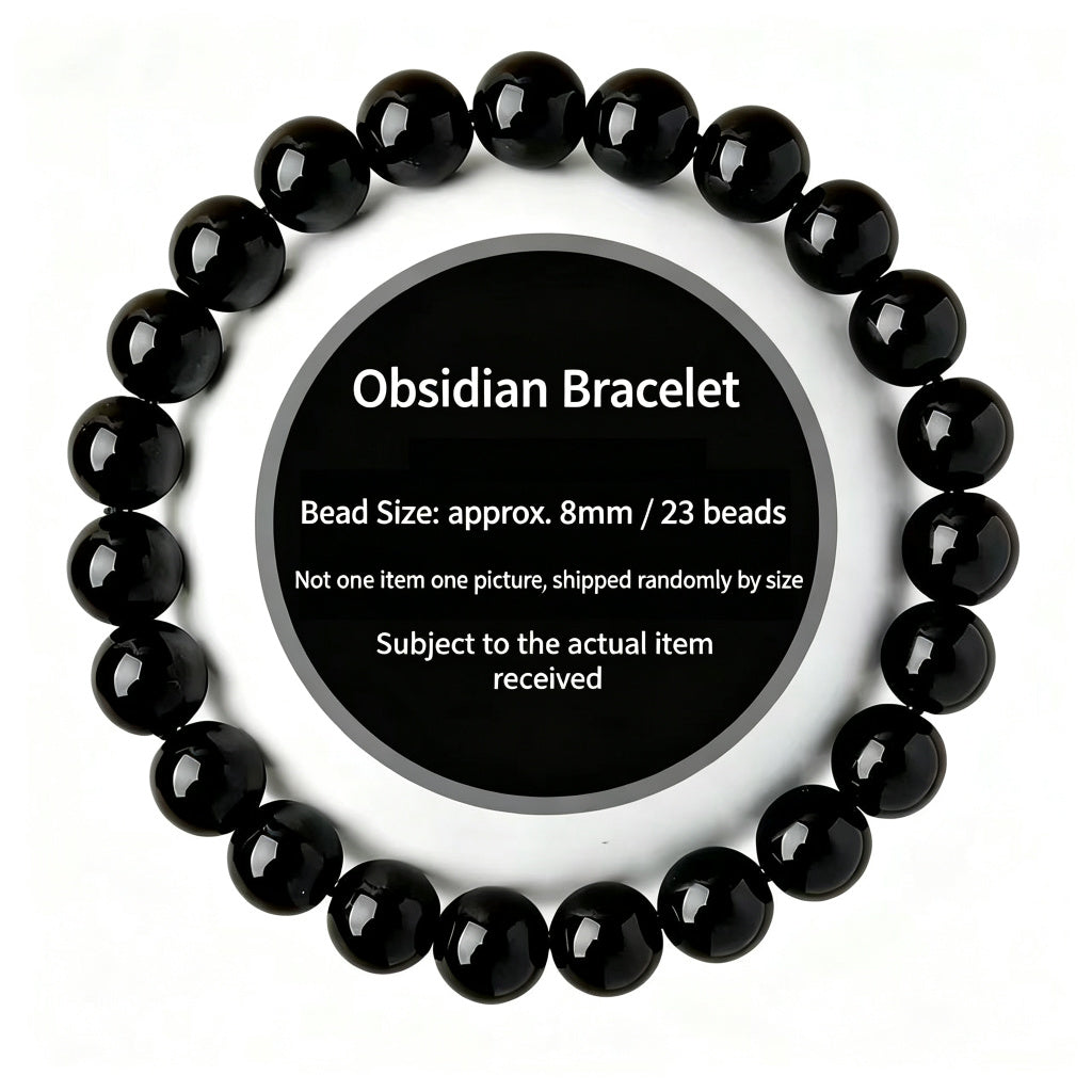 Black Obsidian Bead Bracelet · Single, Double & Triple Wrap