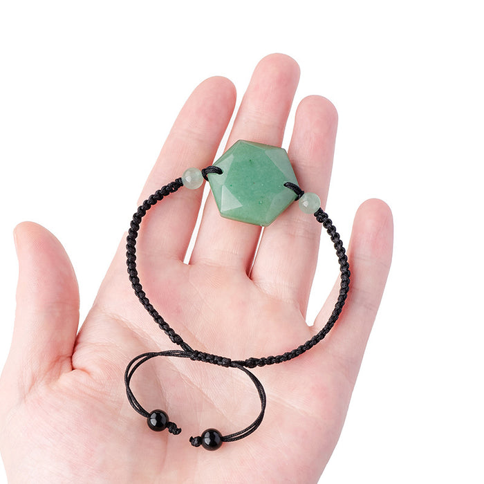 Faceted Hexagon Stone Cord Bracelet · Six-Point Star Style