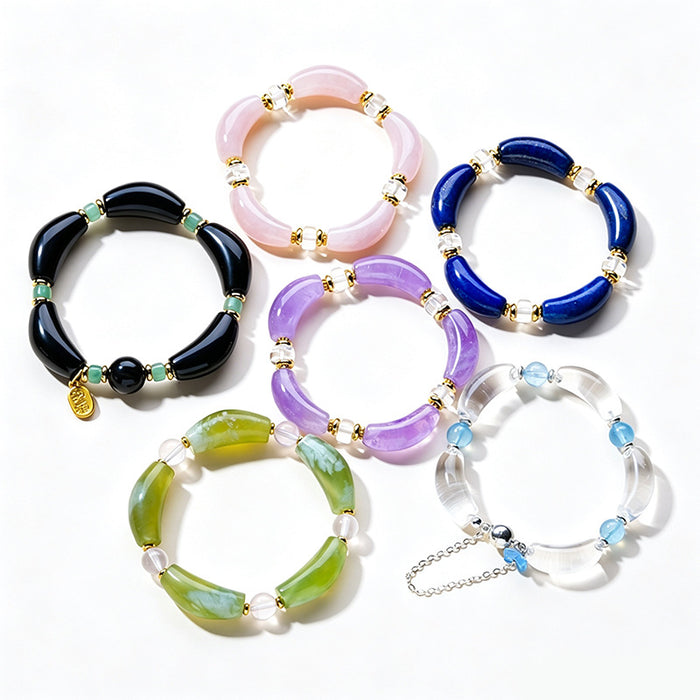 Curved Tube Stone Bracelet · Lapis, Quartz & Color Styles