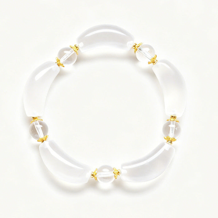 Curved Stone Bead Bracelets — Quartz, Amethyst or Lapis Lazuli
