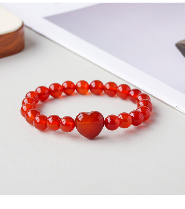 Heart Bead Stretch Bracelet · Ten Stone & Color Options