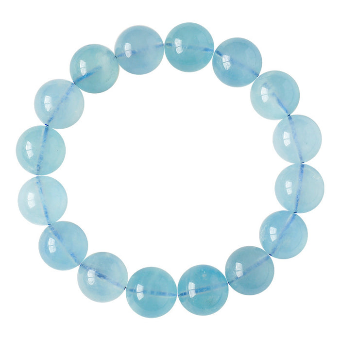 Aquamarine Round Bead Bracelet · 7–9.8 mm