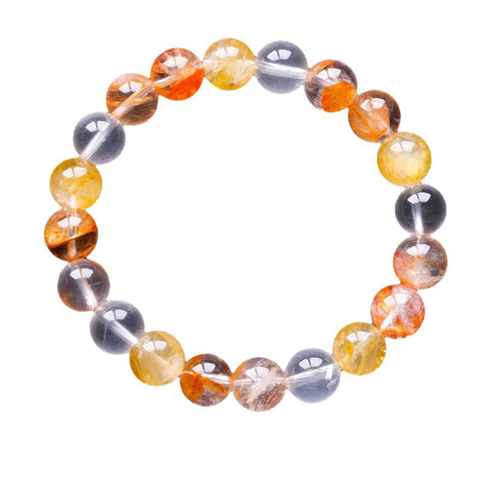 Orange & Clear Round Bead Bracelet — 9 or 10 mm