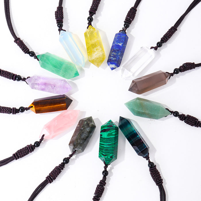 Double-Point Stone Cord Necklace | Fifteen Material Options