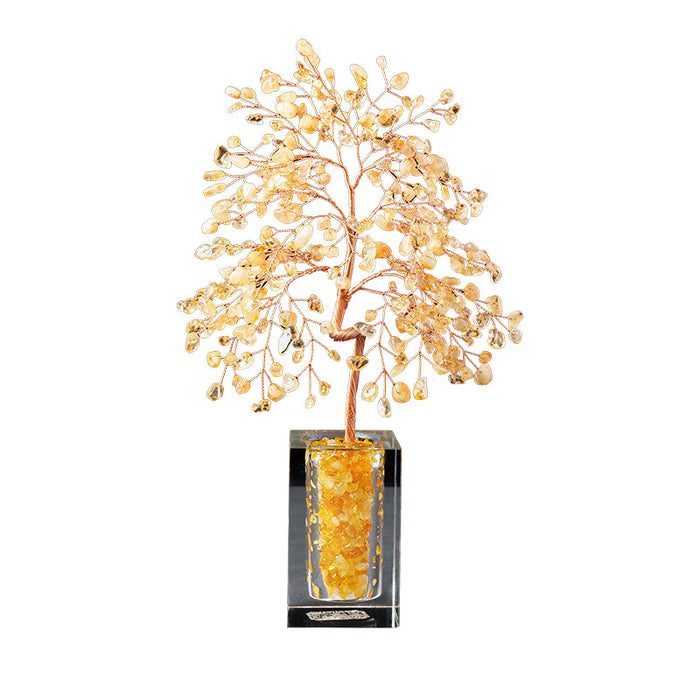 Crystal Chip Tree on a Tall Glass Base